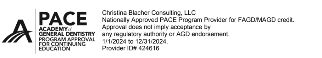 Academy of General Dentistry approval for Christina Blacher Consulting